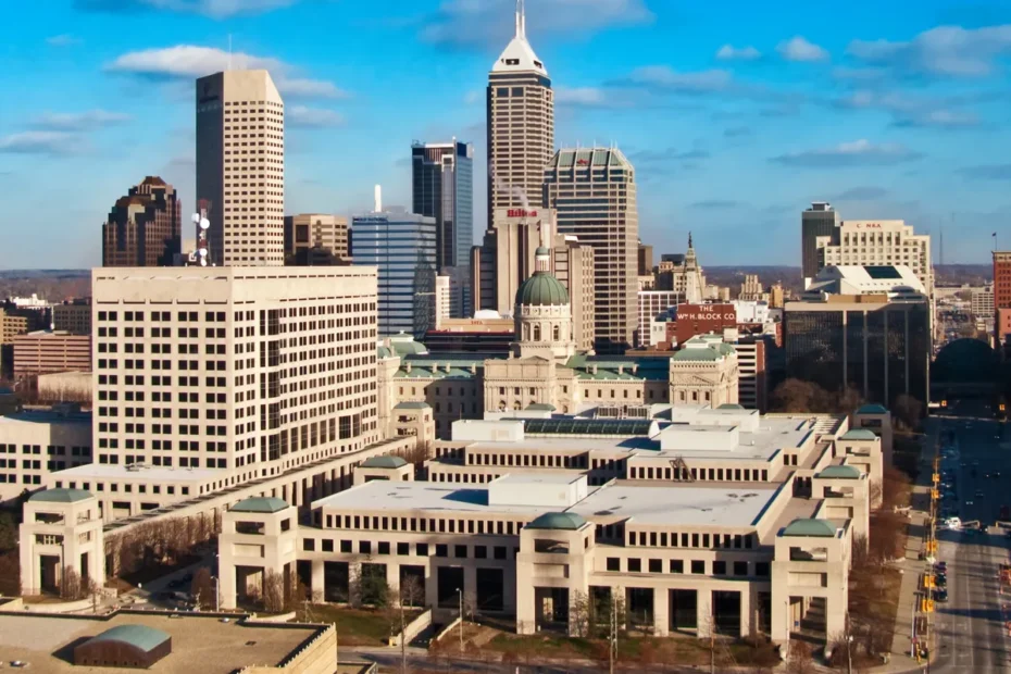 Indianapolis city skyline, encompassing the range of commercial properties managed and maintained by Omega Maintenance Solutions.